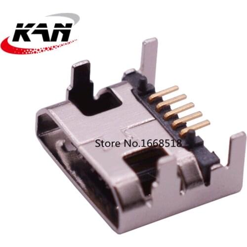 20pcs Micro USB connector 5pin seat Jack Micro usb Four legs 5P Inserting plate seat Mini usb connector