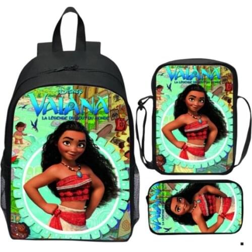 Disney Moana 3PCs/Set 3D Print Pattern School Bag for Boys Girls Teenager Girls Backpacks Children Students Travel Backpack