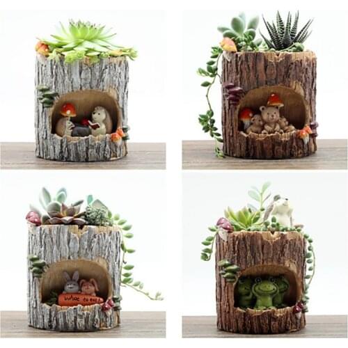 Garden Planter Lovely Resin Succulent Plant Flower Bonsai Planter Pot Box Bed Garden Decor Ornament