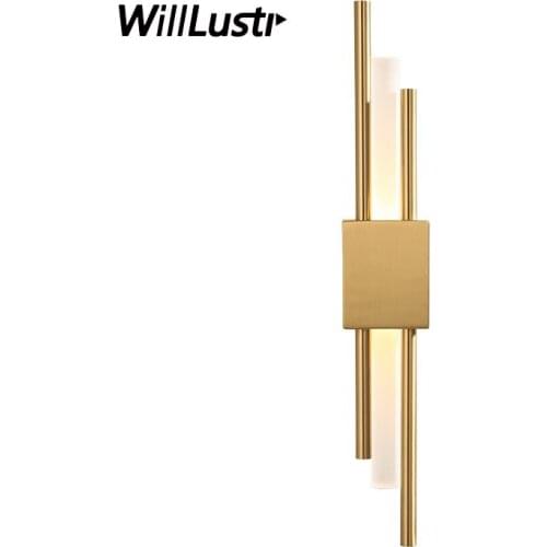 Modern Metal Sconce Minimalistic Copper Wall Lamp Light Luxury Bedside Corridor Porch Lobby Cafe Hotel Bar Iron Acrylic Lighting