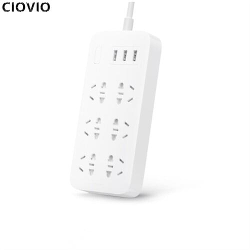 CIOVIO Power Strip 2.1A Fast Charging 3 USB Extension Socket Plug 6 Outlets Socket Adapter US UK EU AU MI Power strip