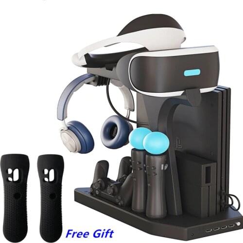 PS4 Pro Slim Vertical Stand,Cooling Cooler Fan Charger Display Holder Base For PS4 VR Playstation 4 PSVR Showcase PS Move case