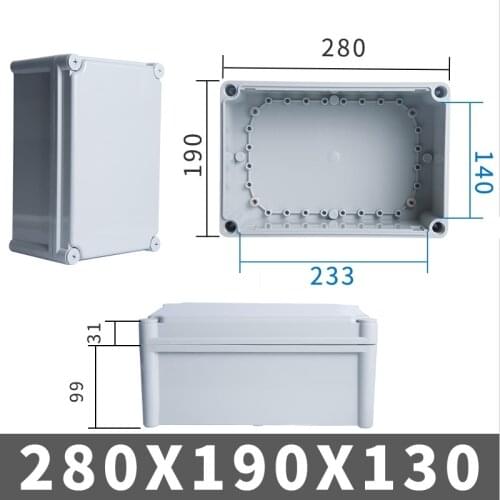 High-end Quality IP67 Waterproof DIY Electrical Junction Box ABS plastic Enclosure Case Outdoor Distribution box 280*190*130mm