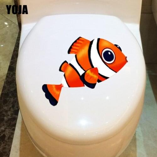 YOJA 24.4*14.3CM Cartoon Fish BedRoom Home Decor Toilet Decal Wall Sticker T3-0851