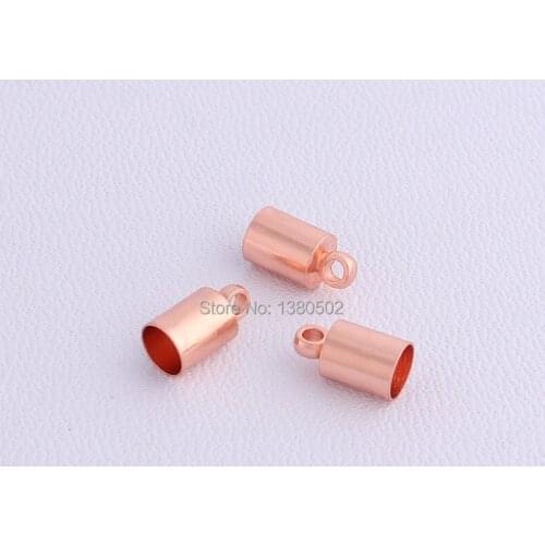 50pcs/lot 10*5mm rose gold color necklace Leather Cord End Caps metal stopper for rope decoration acceessories