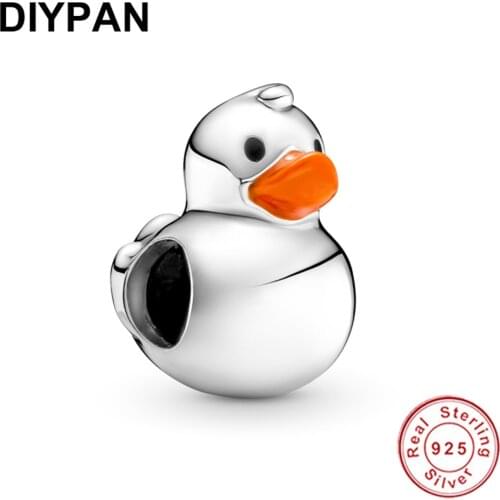 925 Sterling Silver Polished Rubber Duck Charm Fit Pandora Original Bracelet Charm Silver Pendant Bangle Women Jewelry Berloque