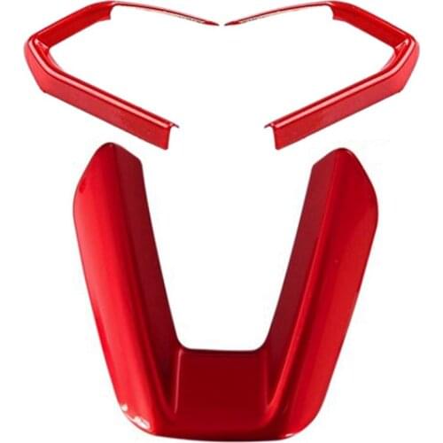 1 Pair Red ABS Interior Steering Wheel Cover Trim For Mazda CX-3 CX3 2016-2018 & 1X Car Steering Wheel Covers Trim Sticker For M