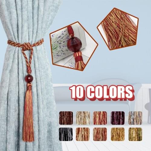1Pc Crystal Ball Curtain Tieback Home Decoration Acrylic Beads Tassel Curtain Holder Clip Tie Rope Handmade Room Accessories