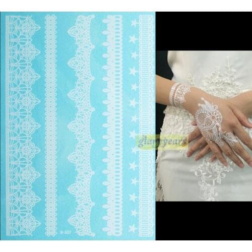 1PC Hot Flash Metallic Waterproof Tattoo Women White Ink Henna Lace WW-307 Body Braclet Necklace Chains Temporary Tattoo Sticker
