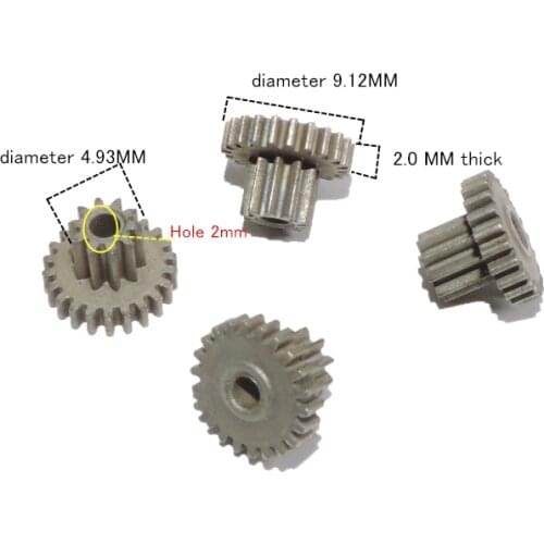 2PCS 0.4M 22T 10T gear motor duplex gear shaft gear 2.0MM diameter