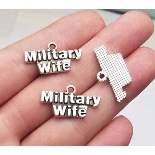 25pcs/lot--24x13mm, Antique silver plated military wife Charms ,DIY supplies, Jewelry accessories