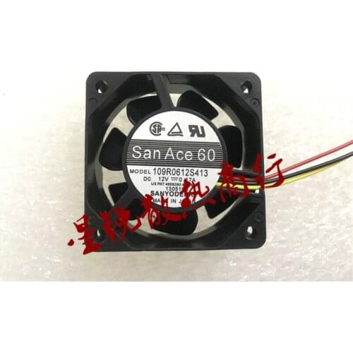 Sanyo Denki 109R0612S413 DC 12V 0.17A 60x60x25mm 3-Wire Server Cooling Fan
