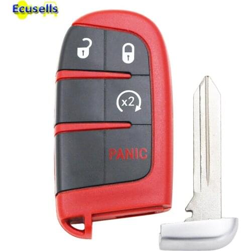 4 Buttons Replacement Remote Key Shell Case Fob for Chrysler Jeep Dodge Charger Challenger Dart Durango 2011-2018 -Red