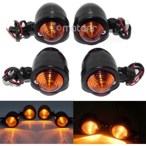 4pcs Universal Fit Metal Turn Signals Amber Lights Indicators Bulb Bullet Style Lamp Motorcycle Blinker Fit For Harley Yamaha