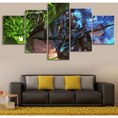 5 Piece Wall Art Canvas Game Character Posters Genji Figure Modular Pictures Prints Home Decor Living Room Decoration Painting