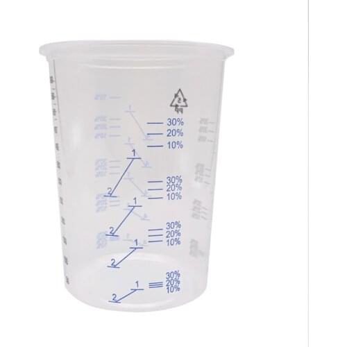 50Pcs Disposable Clear Graduated Plastic Mixing Cups for Paint UV Resin Epoxy 20 Oz 600ml Measuring Ratios 2-1 3-1 4-1
