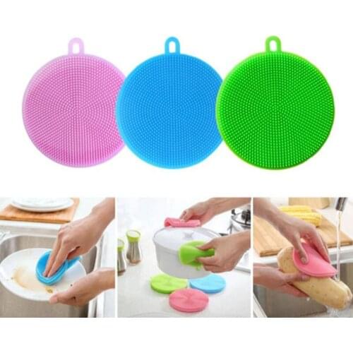800pcs/lot silicone Dish Bowl Cleaning Brush silicon Scouring Pad kitchen brushes