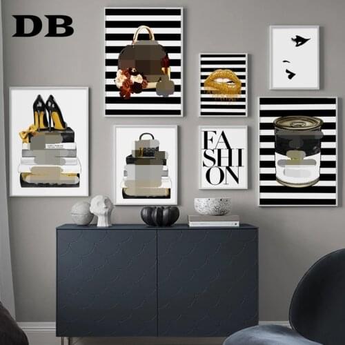 Abstract Style Bag Book Lips Nordic Vintage Posters And Prints Wall Art Canvas Painting Decoration Picture For Living Room