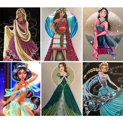 5D DIY Diamond Painting Princess Cartoon Girl Disney Elsa Full Square Round Embroidery Landscape Cross Stitch Mosaic Home Decor