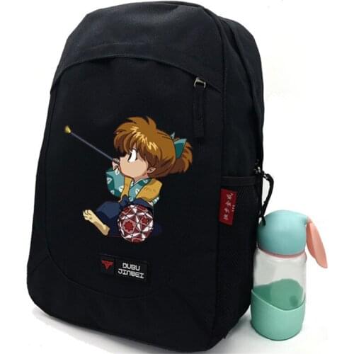 Anime Figure Inuyasha Canvas Backpack Cartoon Inuyasha Printnig Black Packs Large Capacity School Bags Unisex Kawaii Book Bag