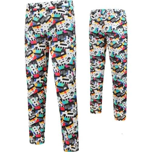 Mens Fashion Pants New Casual Men Trousers Floral Print Straight Zipper Pants Trousers Street Wear Wild suit pants