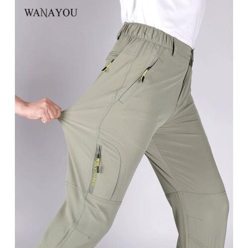 WANAYOU Elastic Mens Hiking Pants,Breathable Stretch Windproof Trekking Trousers For Male,Quick Dry Camp Climbing Outdoor Pants