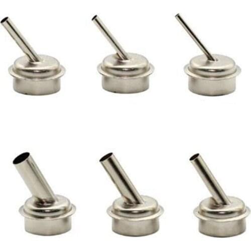 6Pcs 45 Degree Bent Curved Heat Nozzle 2.5/3/4/6/7/9mm Hot Air Nozzles for QUICK 861DW Soldering Station