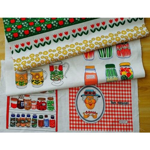 Cotton Linen Fabric for sewing pathwork, bedding - Small kitchen items (42cmx140cm)