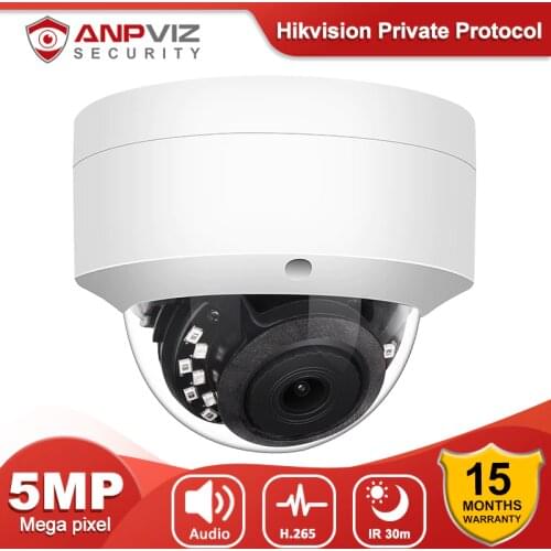 Anpviz H.265 PoE IP Camera 5MP HD Outdoor IR 30m Night Vision Audio Dome Security Video Surveillance Camera Hikvision Compatible