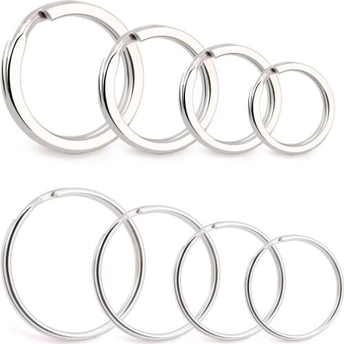 Round Metal Split Keyring Keychain Flat Line Key Holder Ring DIY Key Chains Accessories Keyfob Jewelry Making Findings Wholesale