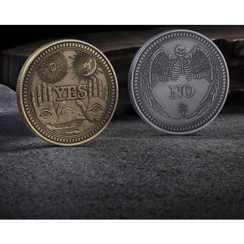 Yes/No Ouija Gothic Prediction Decision Coin All Seeing Eye or Death Angel