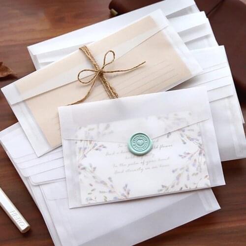 10 Pcs Matte Transparent Paper Envelopes Set Simple Vintage Letter Envelope For Wedding Invitation Blessing Greeting Cards Gifts