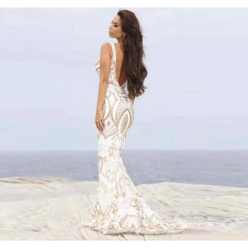 2019 New Fashion Hot Selling Chic Sparkly Golden Elegant Party Long Dress Floor Length Celebrity Formal Gown Vestidos Wholesale