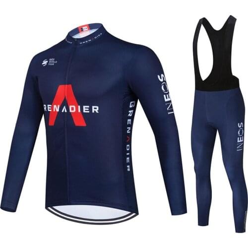 MTB Bike Clothing Maillot Ropa Ciclismo Hombre Bicycle Wear 19D GEL Bib Pants Mens Cycling Jersey Ineos Team Long Sleeve Set