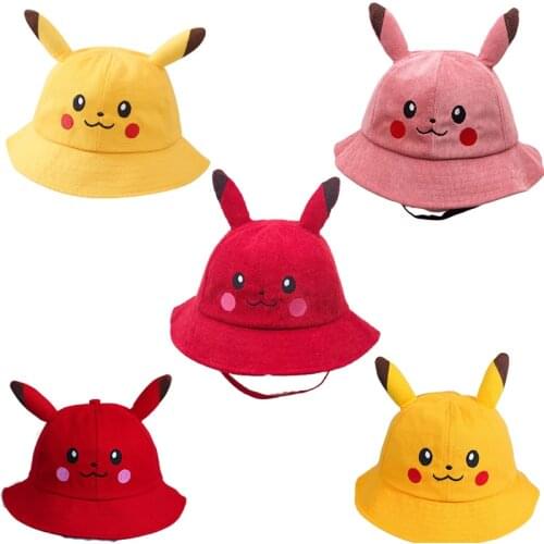 Pokemon Pikachu Party Cosplay Childrens Fisherman Hat Cute Cartoon Anime Ash Ketchum Celebrity Inspired Hat Creative Gift