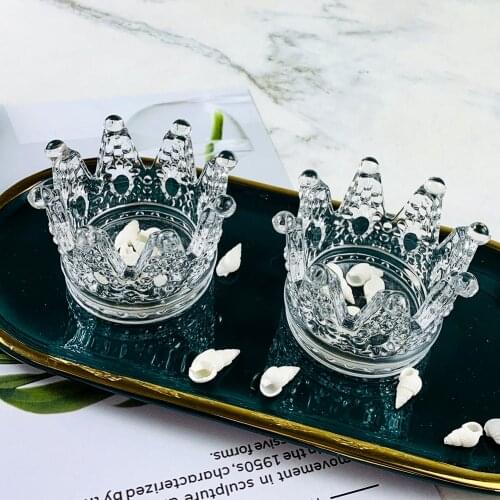 Ashtray Transparent Glass Ashtray Crown Shape Cigar Accessories Cigarette Ash Tray Candlestick Home Decor Gift for Boyfriend