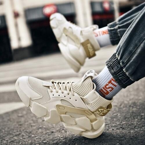 Casual School Shoes Man Sneakers Autumn High-top Beige Chunky Men Shoes Heighten Fashion Casual Plus Size Zapatillas