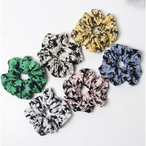 2 PK Print Elastic Hair Bands for Women Girls Solid Hair Scrunchies Headband Hair Ties Ponytail Holder Hair Accessories