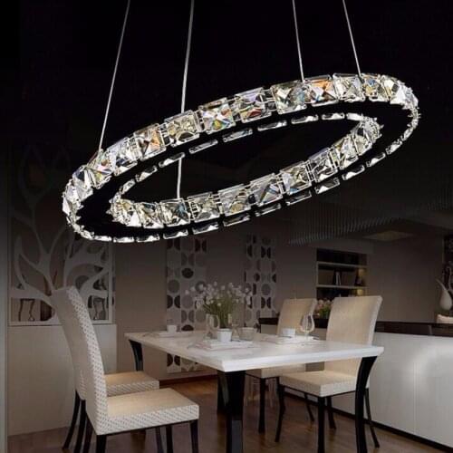 Luxurious Silver Crystal Ring LED Pendant Lights Crystal Lamp / Light / Lighting Fixture Modern LED Circle Light Voltage110-260V