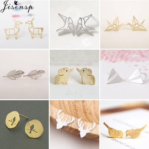 Cartoon Animal Stud Earrings for Women Kids Christmas Jewelry Small Birds Elephant Deer Earring Piercing Pendientes Party Gifts