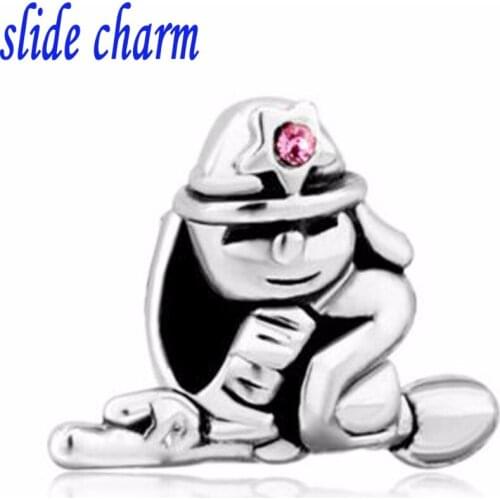 Slide charm Free shipping Halloween witch and her magical broom charm beads fit Pandora bracelet