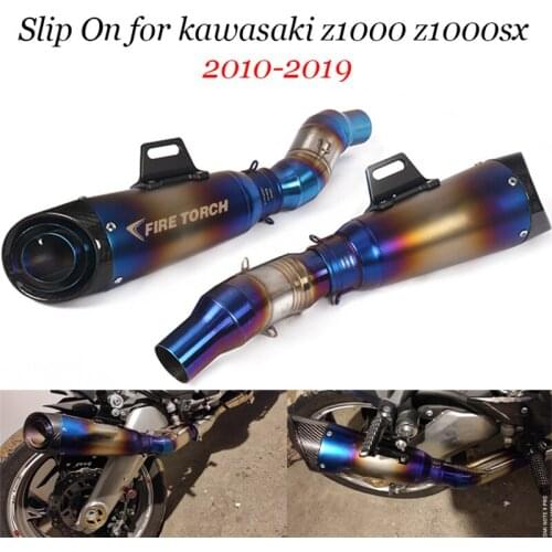 Slip On For kawasaki Z1000 Z1000SX 2010 - 2018 2019 Motorcycle Modified Exhaust With Connection Pipe Medium Double Muffler