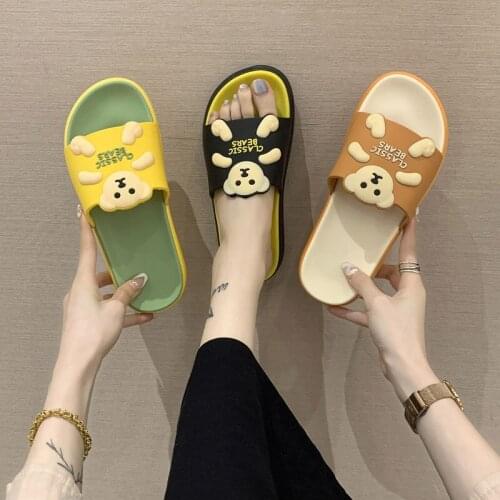 Cartoon Slippers Female Summer Home Bathroom Bath Non-slip Soft Bottom Odorless Foot Slippers Cute Parent-child Beach Shoes