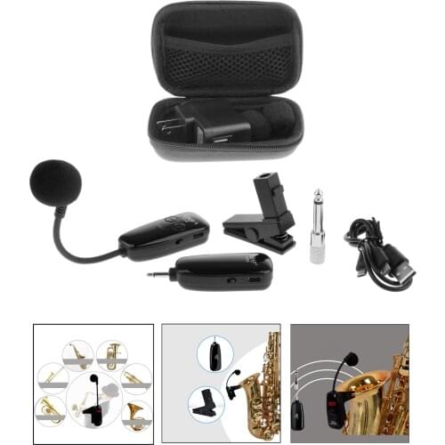 UHF Instruments Microphone Sax Microphone Wireless Transmitter 50m Range