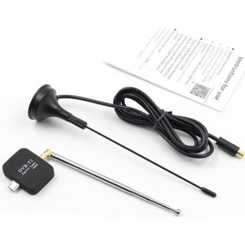 Set Micro USB DVB-T2 DVB-T Mobile TV Tuner Receiver Digital Stick Dongle with Antenna for Android Phone Pad Watch Live TV