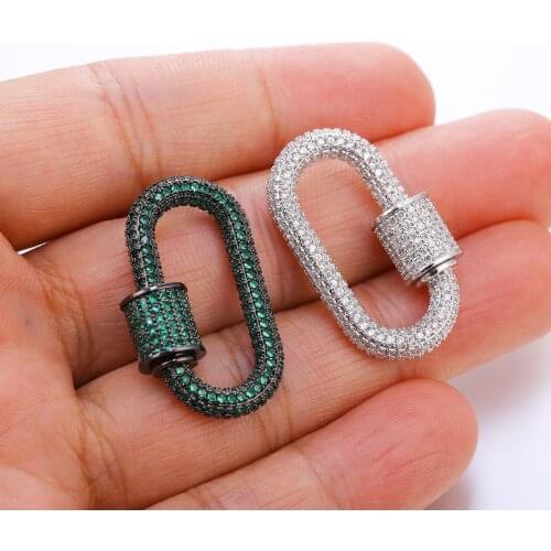 JUYA Fastener Screw Clasps Handmade Jewelry Finding Cubic Zirconia Mosaic Spiral Hooks Connectors Accessories For Jewelry Making