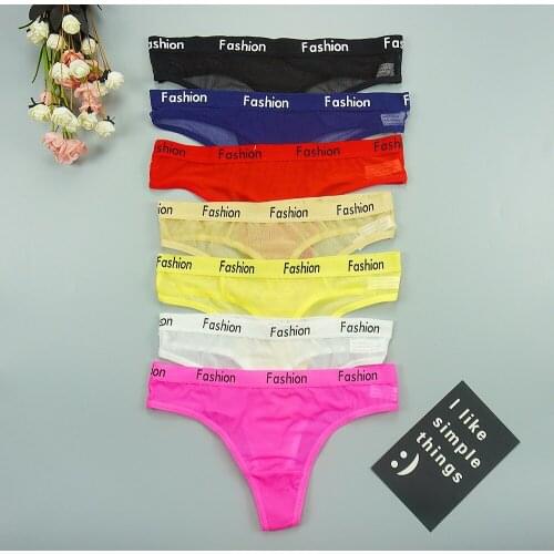 3 Pcs Underwear Women Sexy G String Thongs Fashion Panties for Lady Letter Solid Color Low Waist T-back Sexy Mesh Sport Style
