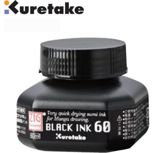 ZIG Comic Ink Kuretake Black Ink 60ml Smooth Flowing Fast Dry for Manga Drawing Japan Waterproof
