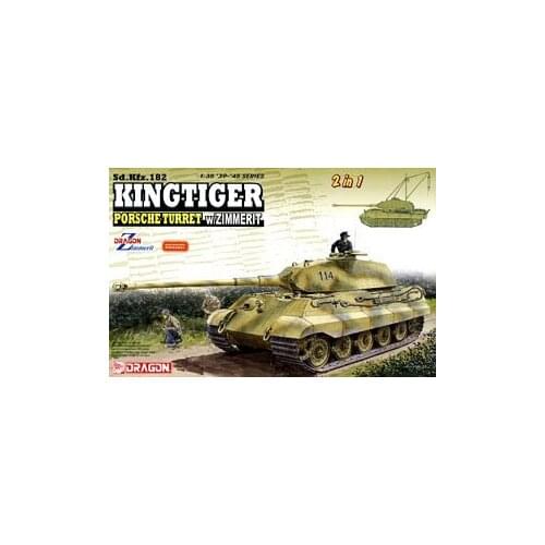 1/35 scale model Dragon 6848 Tiger King Warrior Porschea turret and Zimeli magnetic cover (including lifting crane)