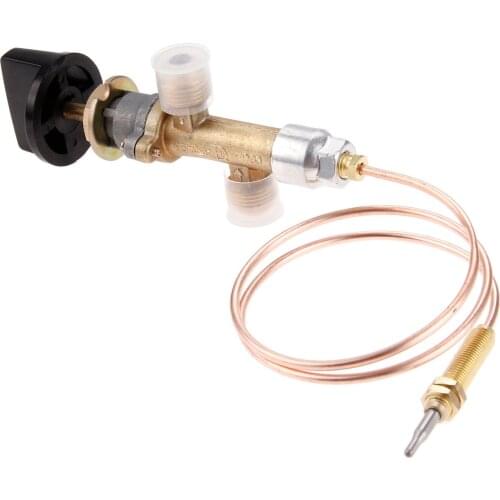 1 Pc LPG Propane Fireplace Gas Control Valve with 600mm Thermocouple M8*1 Head and Bakelite Knob Switch Inlet & Outlet 5/8-18UNF